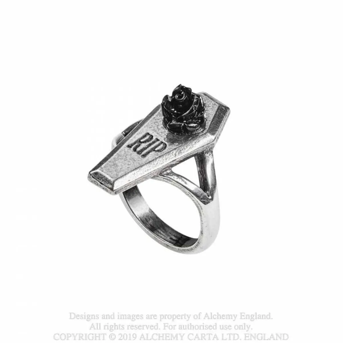 Online Pewter RIP Rose- Sormus Sormukset
