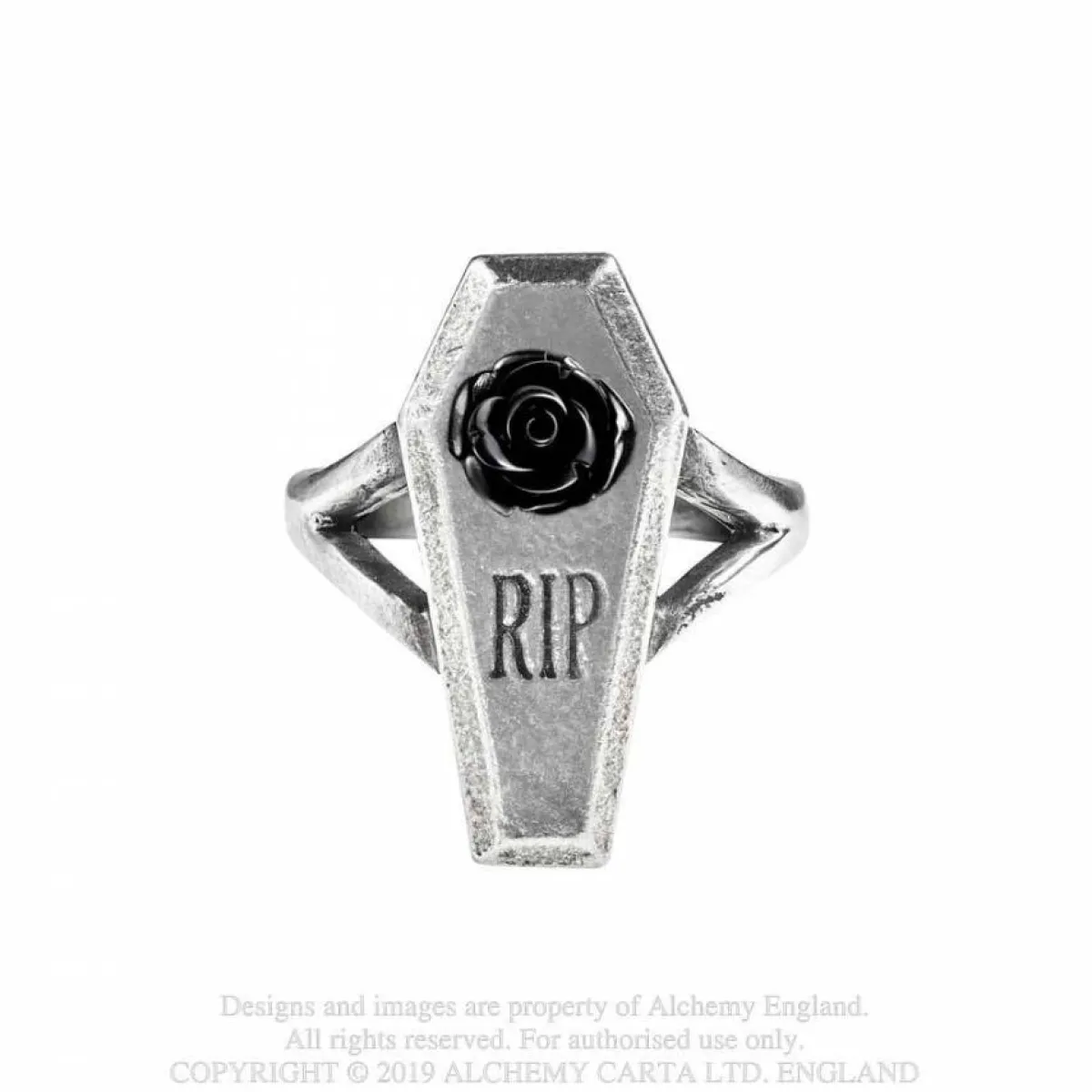Online Pewter RIP Rose- Sormus Sormukset