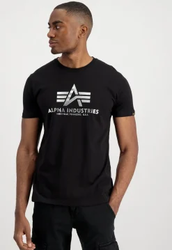 Online Basic Foil Print - T-Paita, musta-hopea Urban Wear Katukamaa|Sport