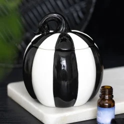 Online Black and White Striped Pumpkin - Tuoksulyhty Kynttilät Ja Kynttilänjalat|Suitsukkeet Ja Tuoksulyhdyt