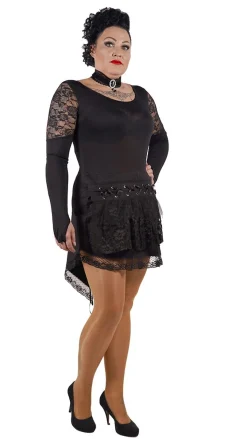 Outlet Black Tulled Lace Steampun - hame Goottikamaa|Hameet