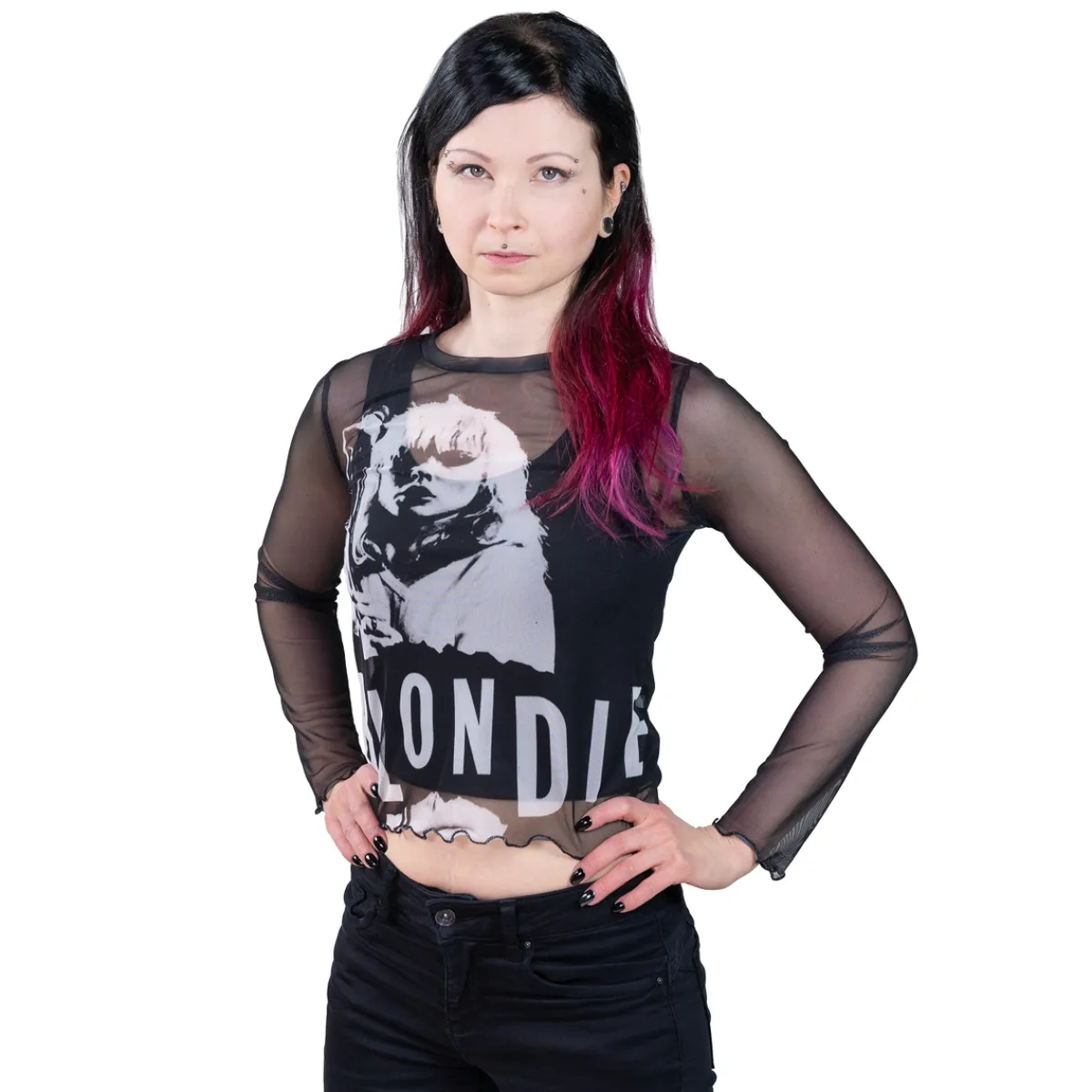 Online Blondie: Mic Stand - Verkkopaita Pitkähihaiset|Blondie