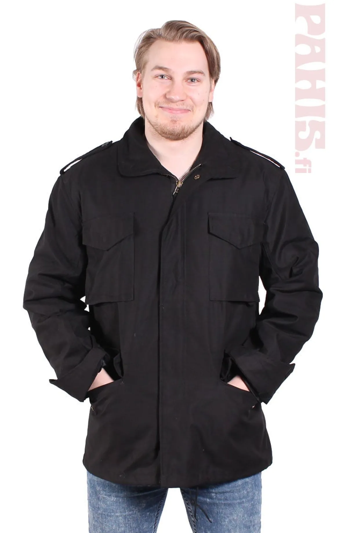 Discount M65 Army - Talvitakki irroitettavalla vuorella, musta Takit|Takit