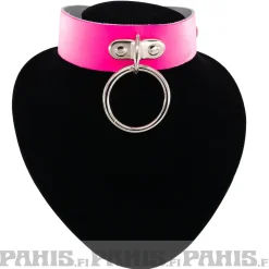 Online Bullet 69- Choker, 2 row medium ring, Fluorescent Patent Pink Chokerit|Pikkutuhmaa