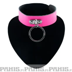 New Bullet 69- Choker, 2 row medium ring, Fluorescent Pink Chokerit