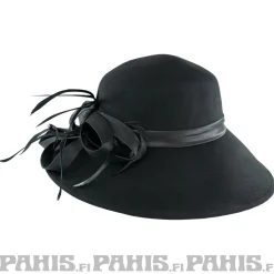 Online Hattu - Black felt with bow and feathers Naamiaisasut|Lierihatut