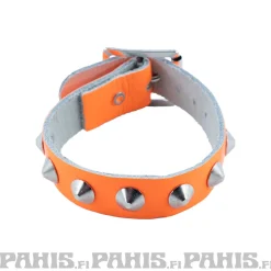 Outlet Bullet 69- Niittiranneke, 1 row conical, Fluorescent Patent Orange Pride|Nahka- Ja Niittirannekkeet
