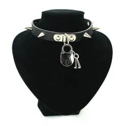 Online Bullet 691row small cone spike and padlock - Choker Goottikamaa|Punk!