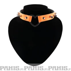 Online Bullet 69Row Spike with Heart - Choker, Fluorescent Orange Chokerit|Pastelligootti