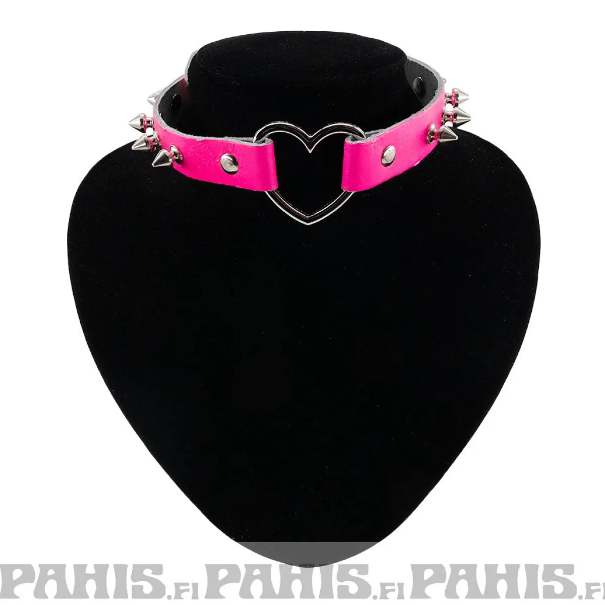 Outlet Bullet 69Row Spike with Heart - Choker,Fluorescent Pink Chokerit