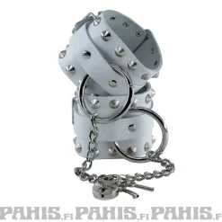 Clearance 2 row with key chain and padlock - Käsiraudat, white Goottikamaa|Pikkutuhmaa
