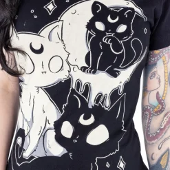 Outlet Cupcake Cult Midnight Kitty - Lady fit T-paita Kissateema|T-Paidat