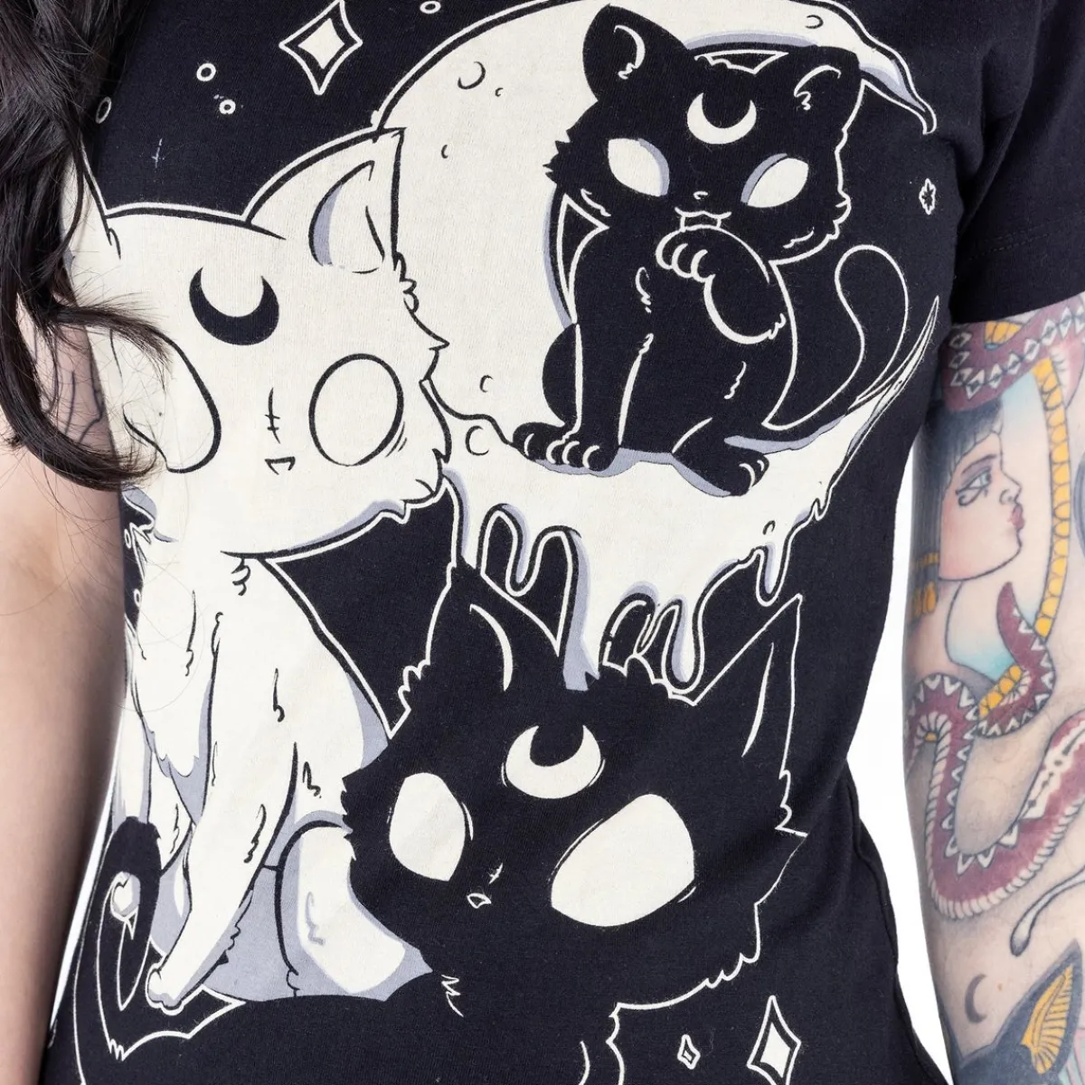 Outlet Cupcake Cult Midnight Kitty - Lady fit T-paita Kissateema|T-Paidat