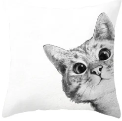 Hot Curious Cat - Koristetyynynpäällinen Kissateema|Sisustustekstiilit