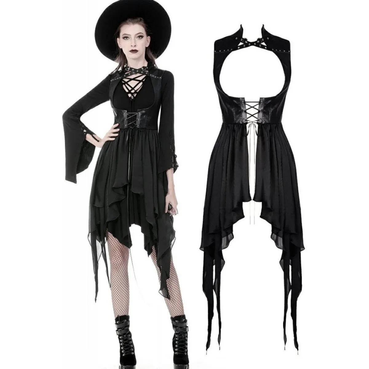 Outlet Punk Asymmetric Chiffon – Liivi Mekot|Goottikamaa