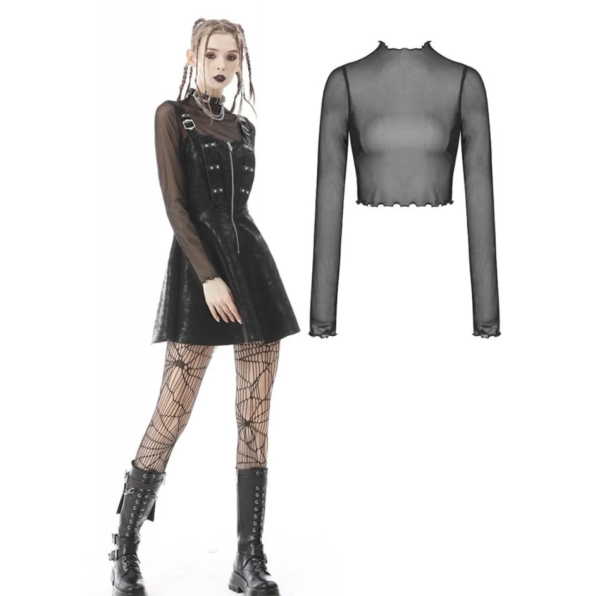 Hot Transparent High Neck - Mesh paita Goottikamaa|Pitkähihaiset