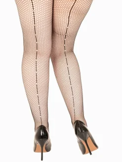 Discount Fishnet Seamed Tights With Rhinestones - verkkosukkahousut Sukkahousut|Goottikamaa