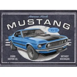 Outlet Ford Mustang - 1969 Mach 1 Blue - Postikortti Seinäkyltit & Taulut|60-Vuotiaalle