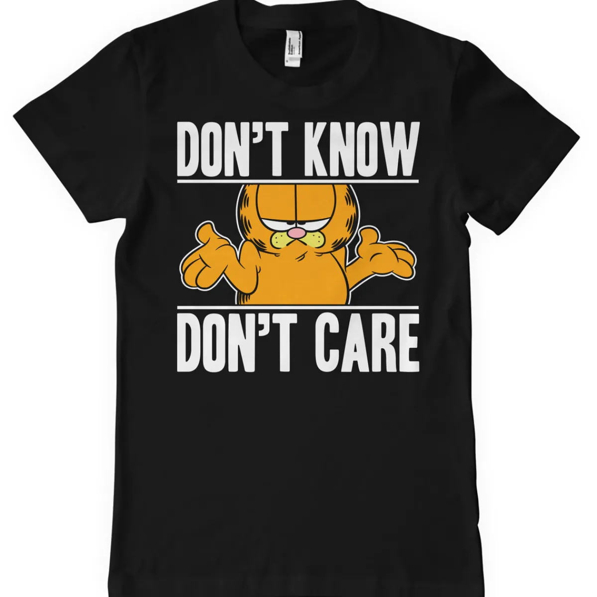 Outlet Garfield Don't Know - Don't Care - t-paita, musta Karvinen|Paidat