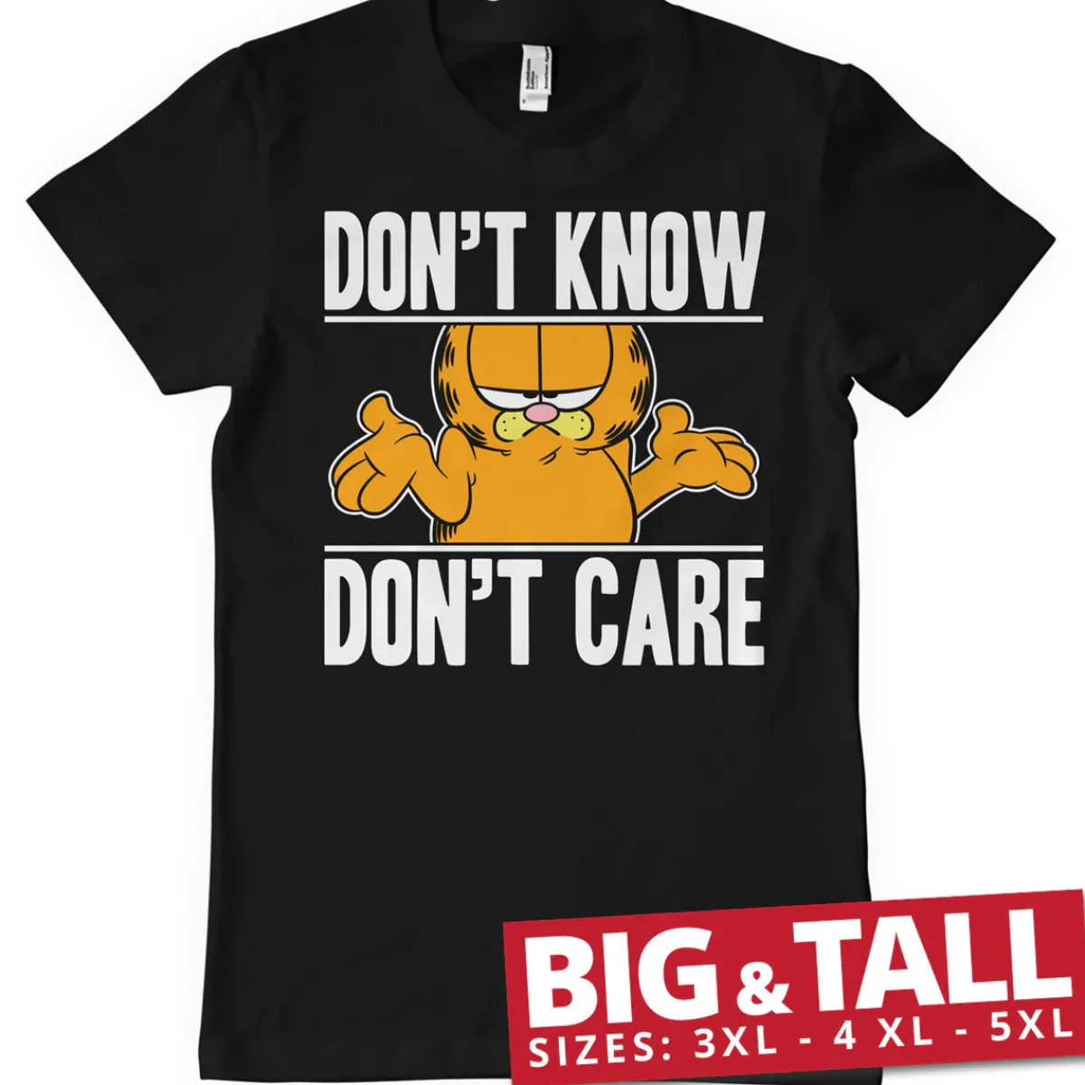 Outlet Garfield Don't Know - Don't Care - t-paita, musta Karvinen|Paidat