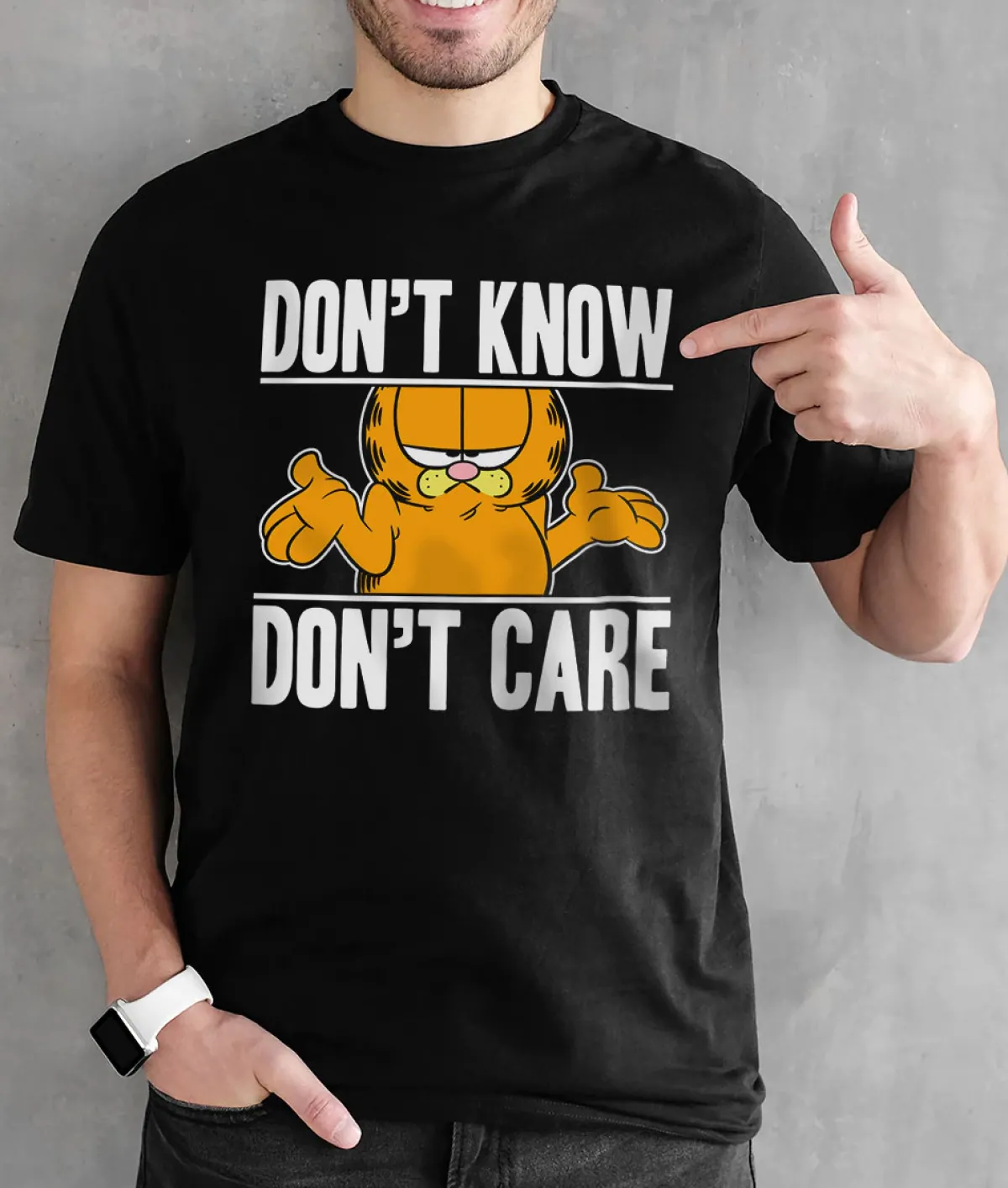 Outlet Garfield Don't Know - Don't Care - t-paita, musta Karvinen|Paidat