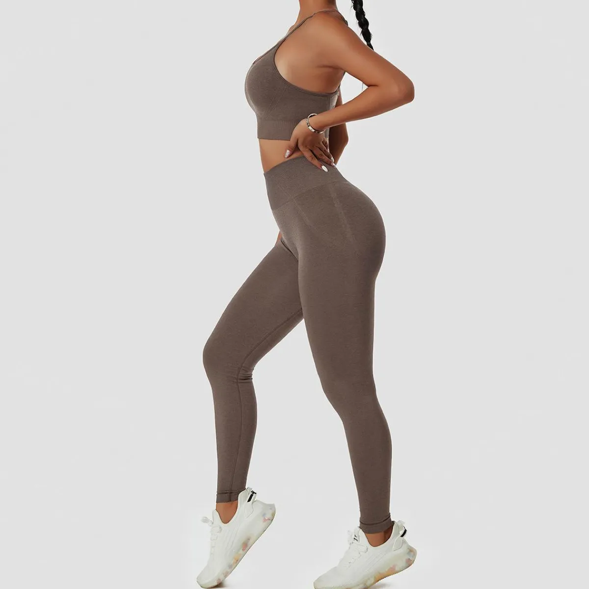 Hot High waist scrunch - leggingsit, ruskea Leggingsit|Urban Wear Katukamaa