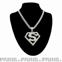 Clearance Hopeanvärinen kaulakoru - Superman Hip Hop & Räp|Kaulakorut