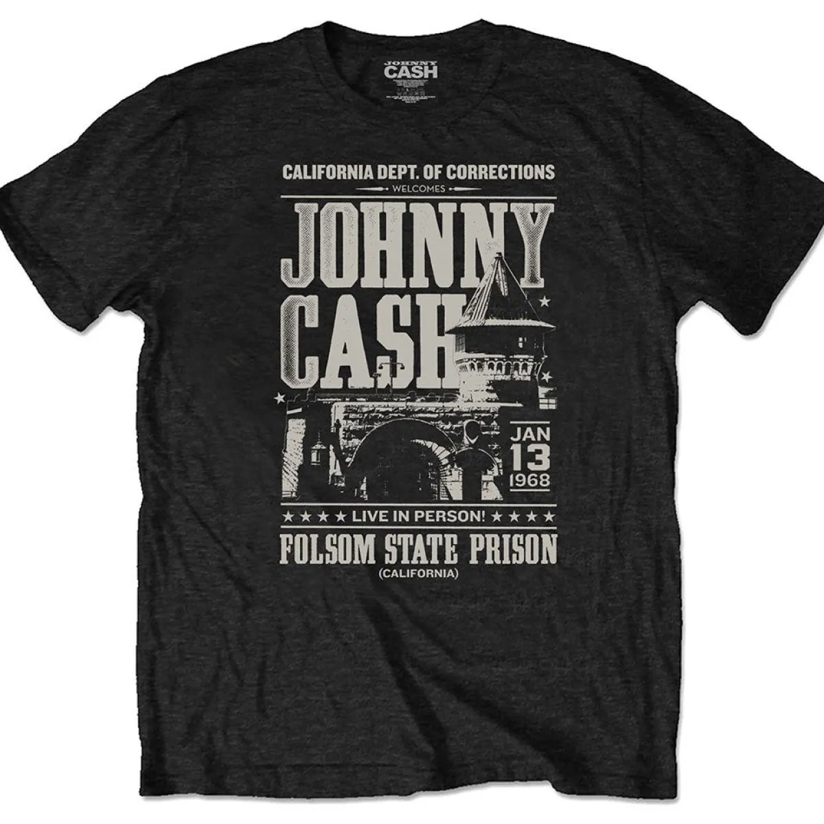Clearance Johnny Cash Prison Poster -T-paita T-Paidat|Bändipaidat