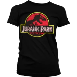 Sale Jurassic Park distressed logo - Naisten T-paita, musta Jurassic Park|T-Paidat