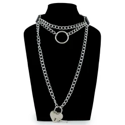 Clearance Keinonahka choker - Heart lock on chain Goottikamaa|Punk!