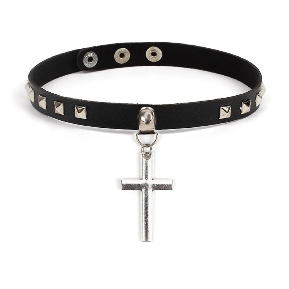 Sale Keinonahka choker - Pyramid and cross Goottikamaa|Punk!