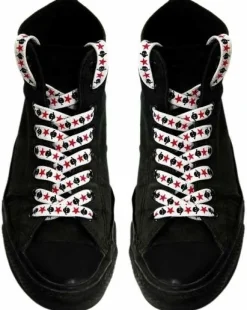 Hot Kengännauhat, Black Skulls Red Stars Jalkinevarusteet|Rockabilly