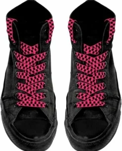 New Kengännauhat, Pink chess pattern Jalkinevarusteet|Festarikamaa