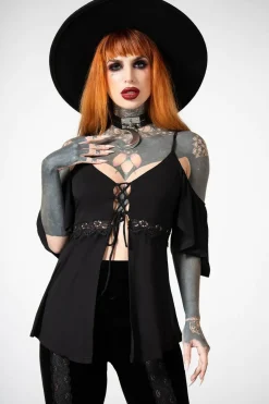 Hot Amber Bat - Cold shoulder toppi Topit