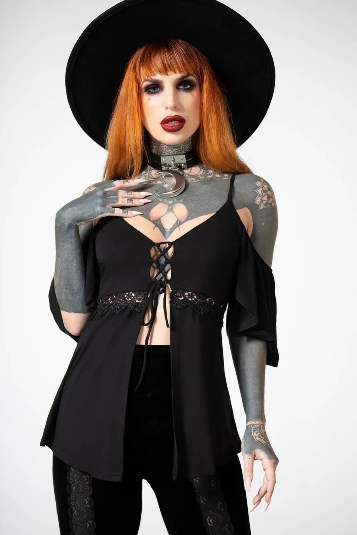 Hot Amber Bat - Cold shoulder toppi Topit
