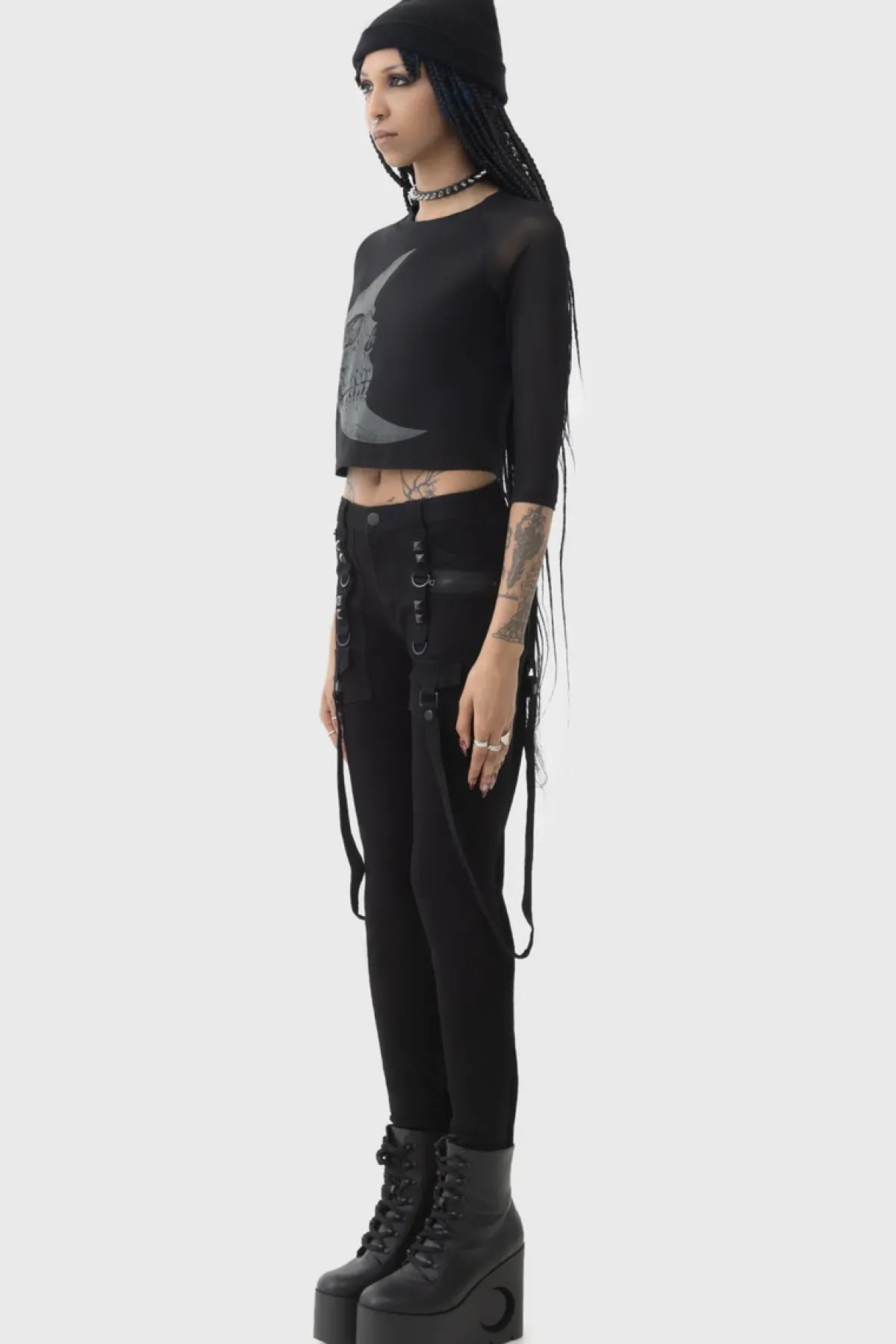 Sale Crescent Doom - Crop toppi Goottikamaa|Pitkähihaiset