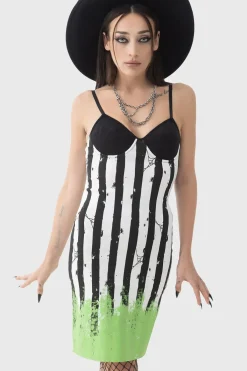Discount Distressed Stripe Bodycon -Mekko Mekot|Beetlejuice