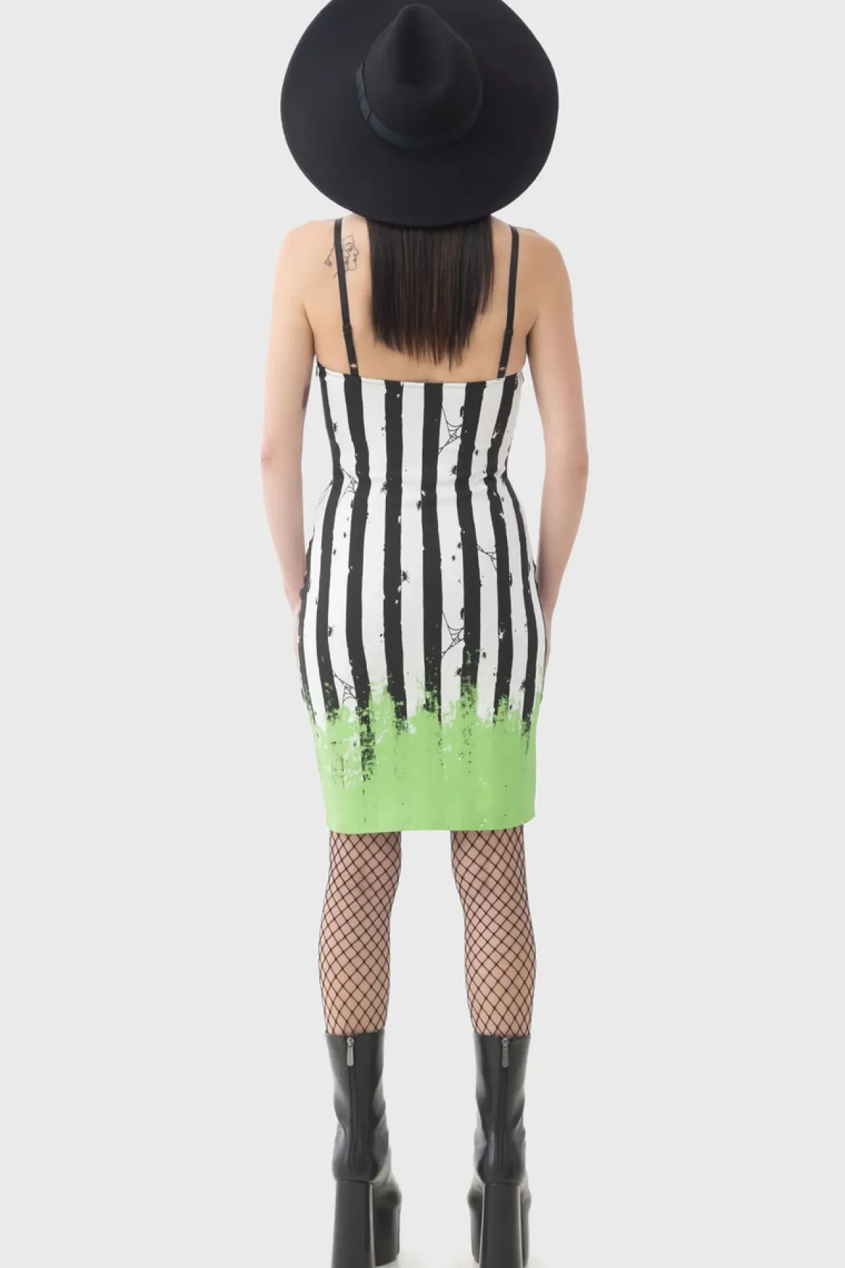 Discount Distressed Stripe Bodycon -Mekko Mekot|Beetlejuice