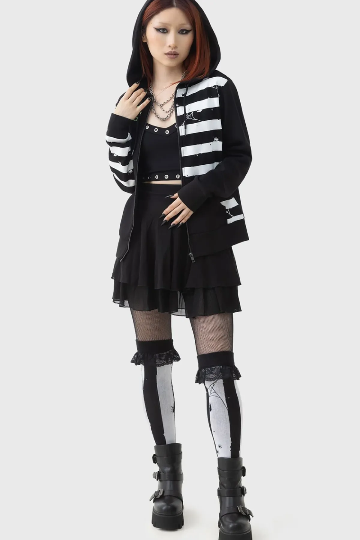 Discount Distressed Stripe - Vetoketjuhuppari Goottikamaa|Vetoketjuhupparit