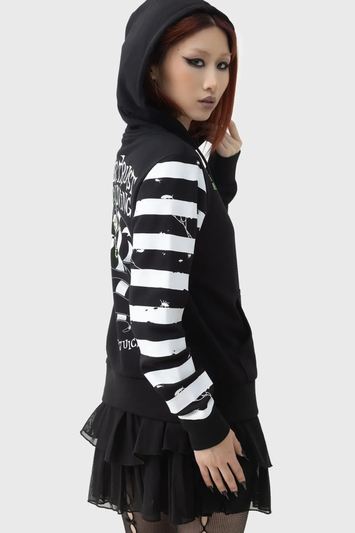 Discount Distressed Stripe - Vetoketjuhuppari Goottikamaa|Vetoketjuhupparit