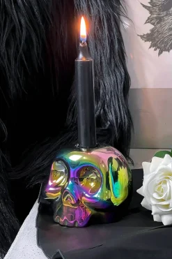Outlet Rainbow Skulls - Kynttilänjalka Kynttilät Ja Kynttilänjalat|Pastelligootti