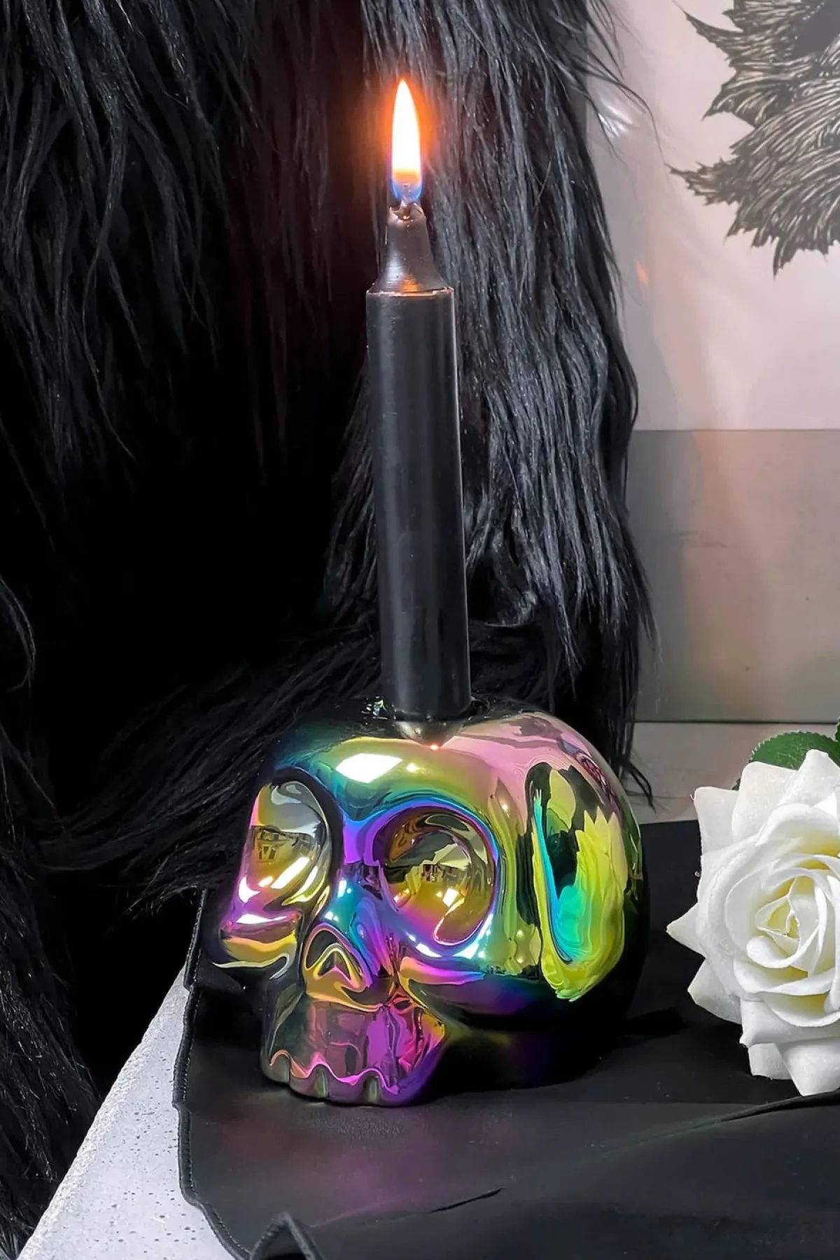 Outlet Rainbow Skulls - Kynttilänjalka Kynttilät Ja Kynttilänjalat|Pastelligootti