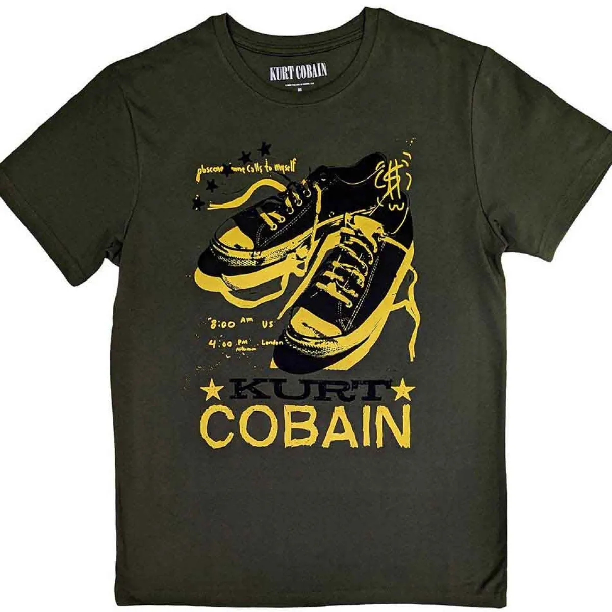 Online Kurt Cobain Converse - T-paita, tummanvihreä Bändipaidat|Nirvana