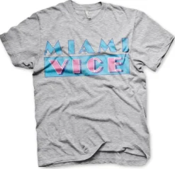 New Miami Vice Distressed logo - T-paita, harmaa Miami Vice|T-Paidat