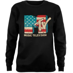 Outlet MTV Distressed USA Flag - Naisten pitkähihainen paita Pitkähihaiset|Mtv