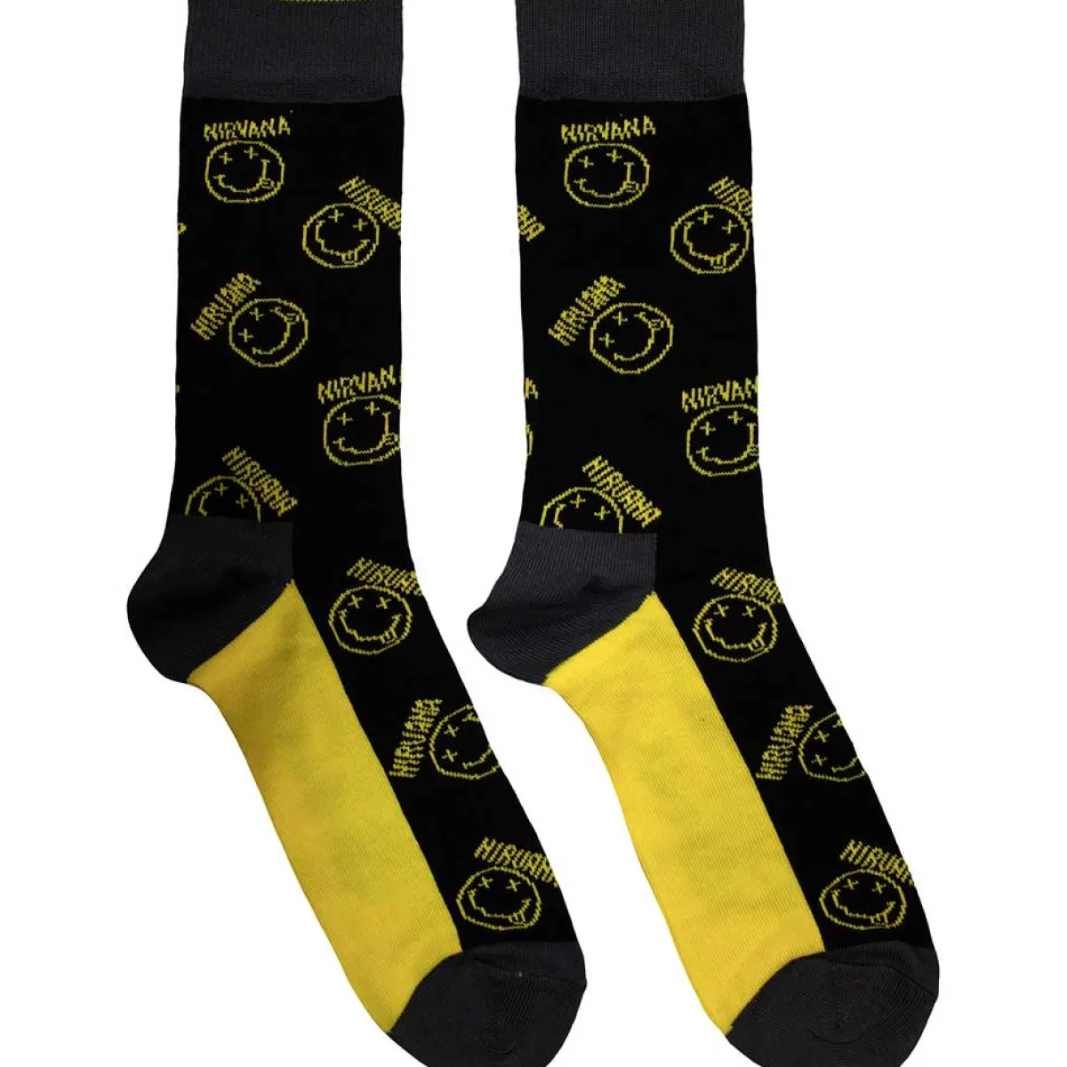 Online Nirvana: Happy Face & Logo Stripes - Nilkkasukat Sukat|Nirvana
