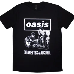 Best Oasis: Cigarettes & Alcohol Illustration Mono - T-paita T-Paidat|Bändipaidat