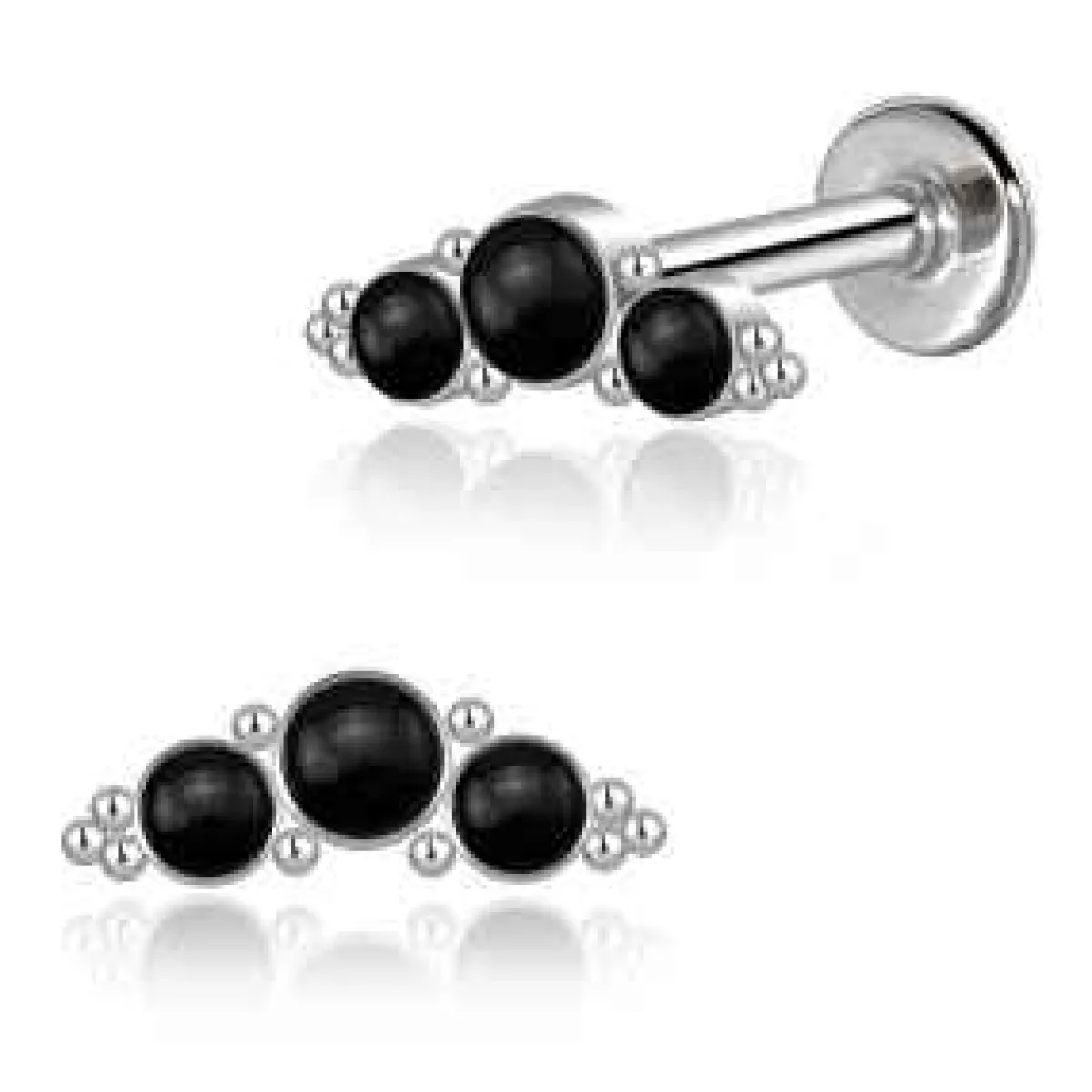 Clearance Obsidian Moon - Lävistyskoru, labret Goottikamaa|Kivi Ja Kristallikorut
