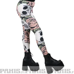 Outlet Skulls & Pink Roses - leggingsit Leggingsit|Goottikamaa