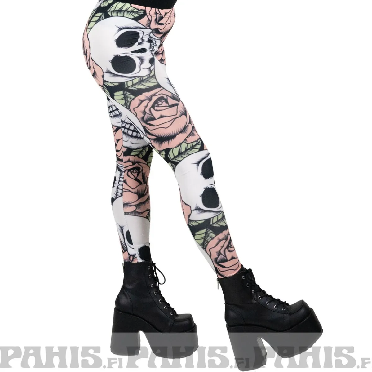 Outlet Skulls & Pink Roses - leggingsit Leggingsit|Goottikamaa